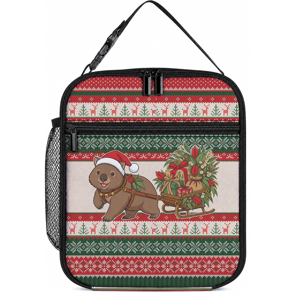 Aussie Wombat Christmas Lunch Bag Festive Knitted Pattern Inspired
