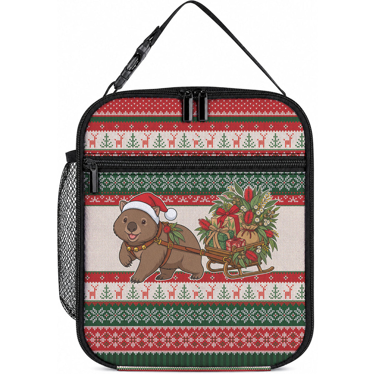 Aussie Wombat Christmas Lunch Bag Festive Knitted Pattern Inspired