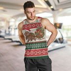 Aussie Wombat Christmas Men Tank Top Festive Knitted Pattern Inspired