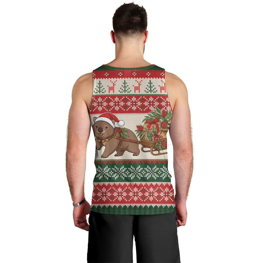 Aussie Wombat Christmas Men Tank Top Festive Knitted Pattern Inspired