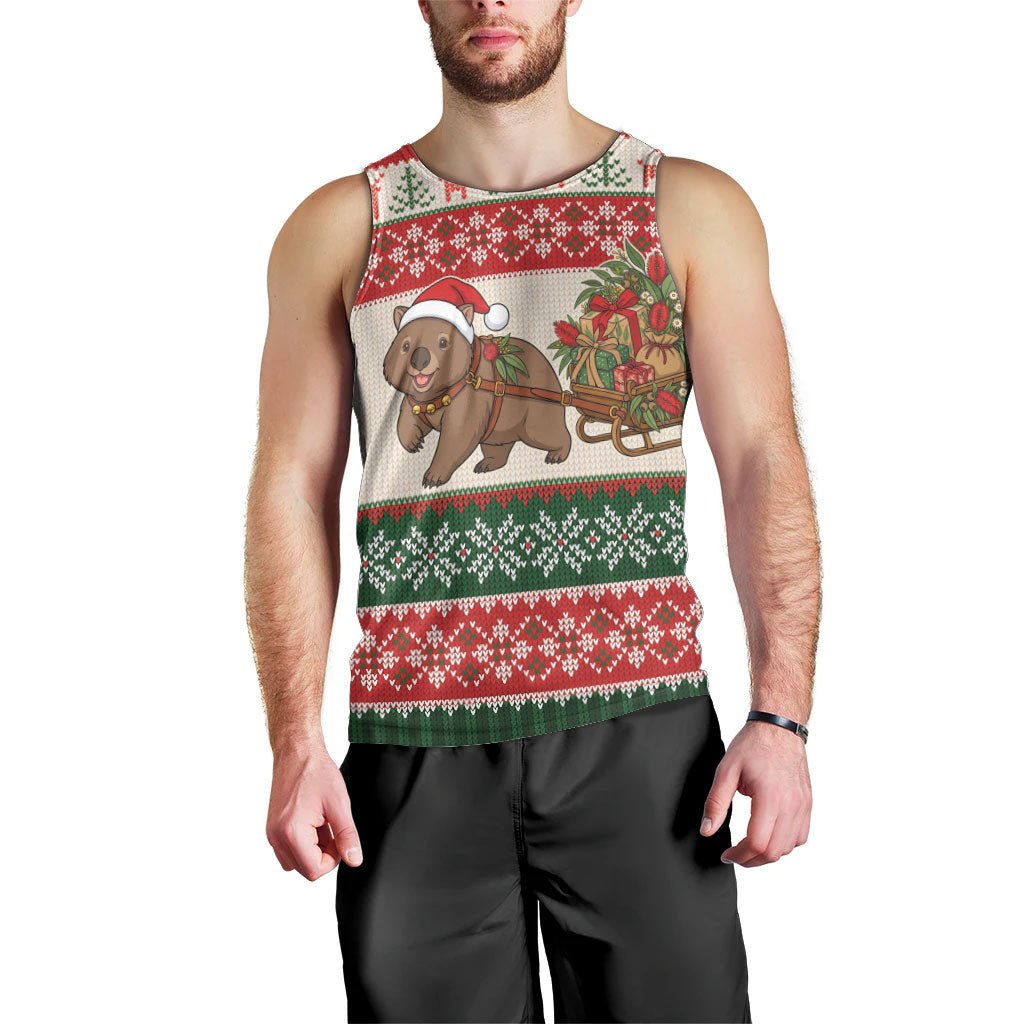 Aussie Wombat Christmas Men Tank Top Festive Knitted Pattern Inspired