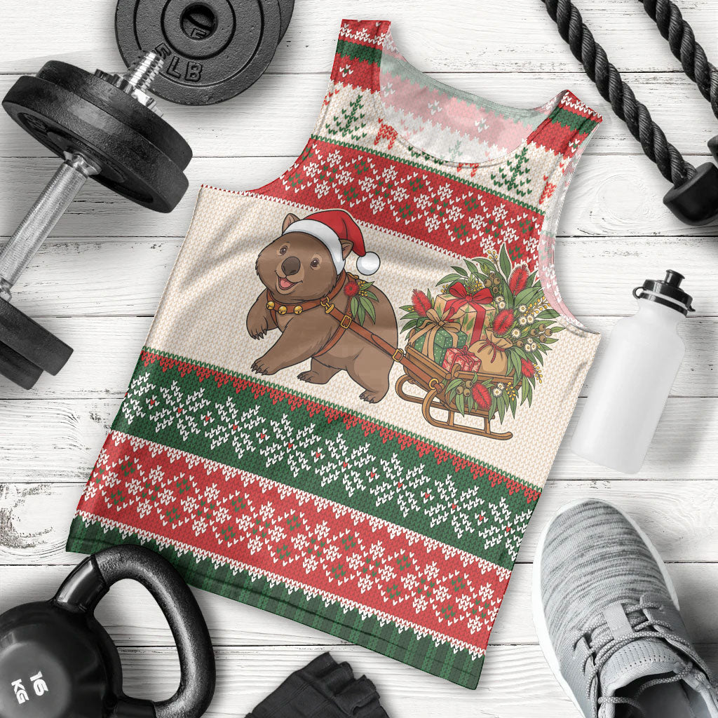 Aussie Wombat Christmas Men Tank Top Festive Knitted Pattern Inspired