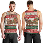Aussie Wombat Christmas Men Tank Top Festive Knitted Pattern Inspired