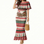 Aussie Wombat Christmas Mermaid Dress Festive Knitted Pattern Inspired