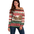 Aussie Wombat Christmas Off Shoulder Sweater Festive Knitted Pattern Inspired