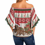 Aussie Wombat Christmas Off Shoulder Wrap Waist Top Festive Knitted Pattern Inspired