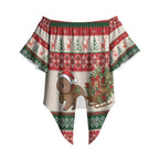 Aussie Wombat Christmas Off Shoulder Wrap Waist Top Festive Knitted Pattern Inspired