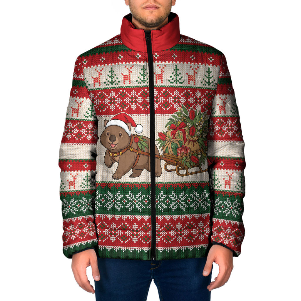 Aussie Wombat Christmas Padded Jacket Festive Knitted Pattern Inspired