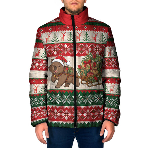 Aussie Wombat Christmas Padded Jacket Festive Knitted Pattern Inspired