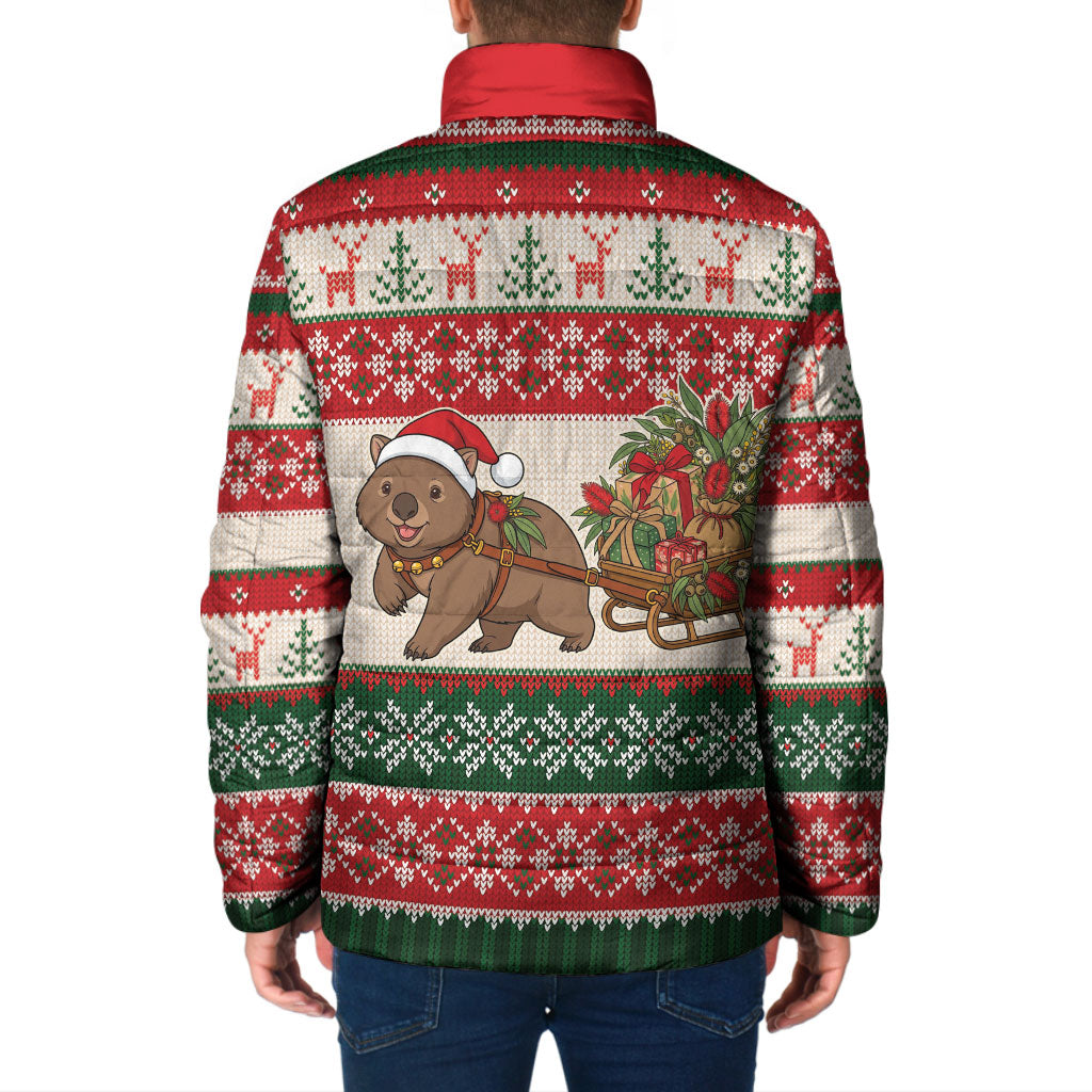 Aussie Wombat Christmas Padded Jacket Festive Knitted Pattern Inspired