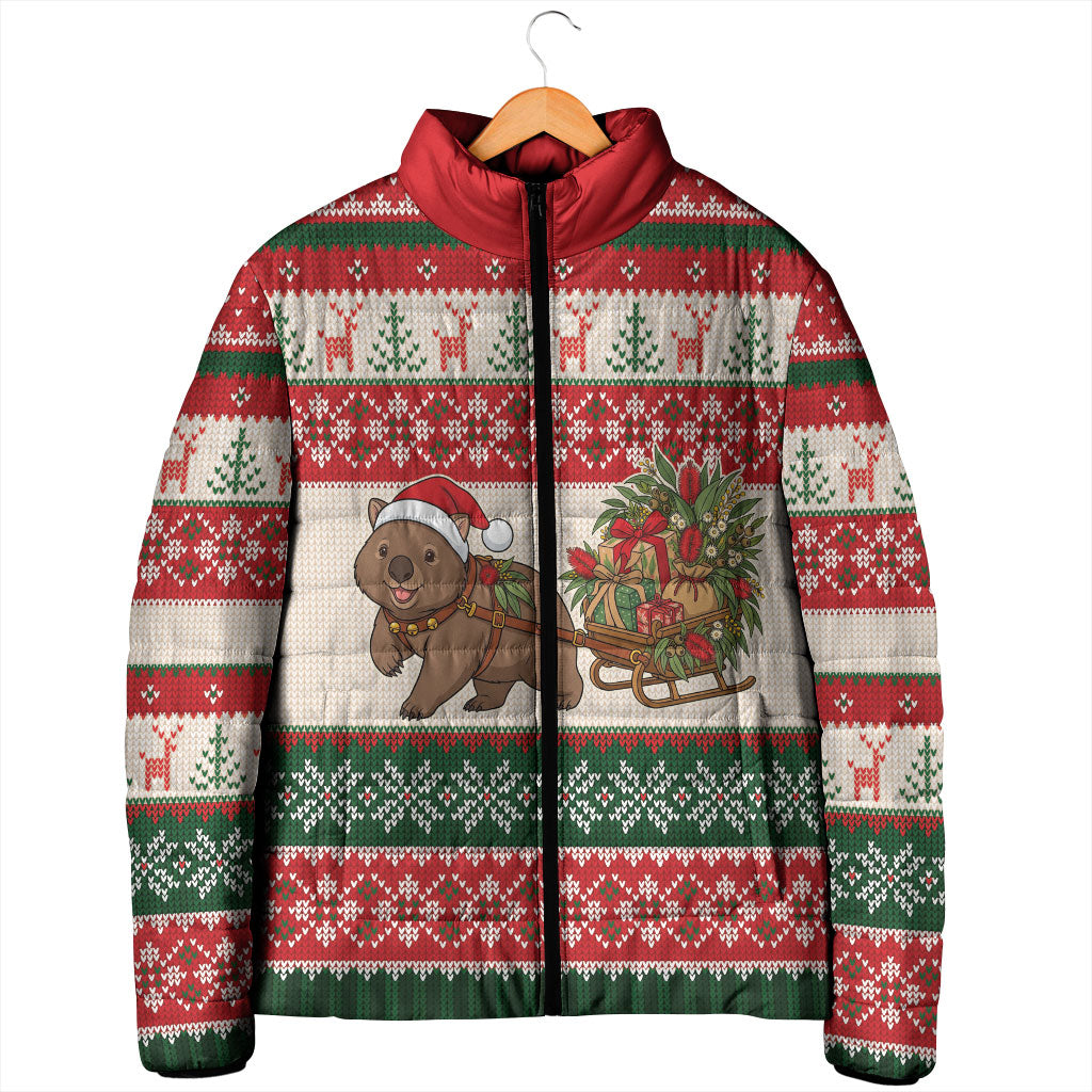 Aussie Wombat Christmas Padded Jacket Festive Knitted Pattern Inspired