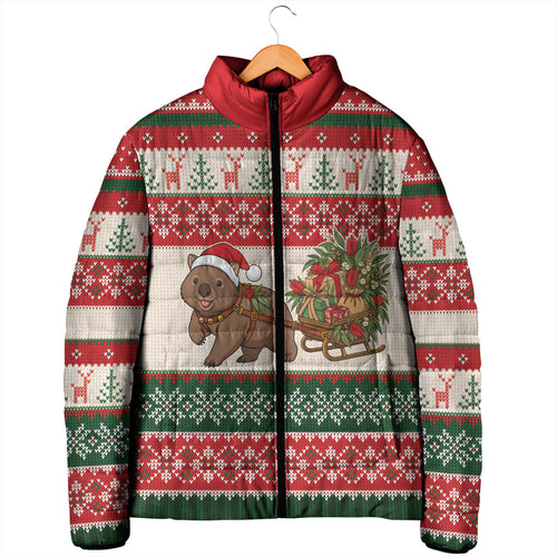 Aussie Wombat Christmas Padded Jacket Festive Knitted Pattern Inspired