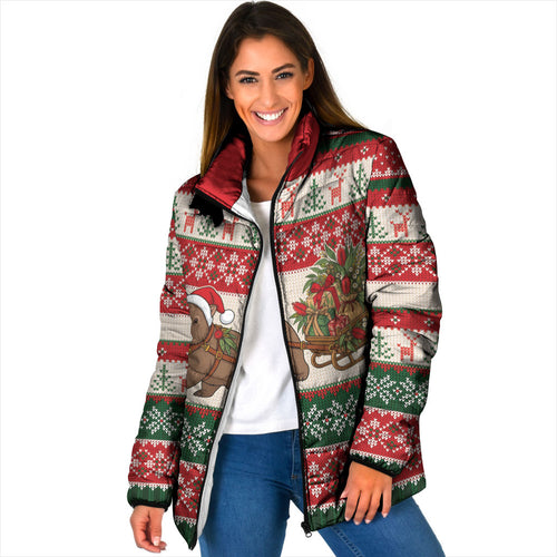 Aussie Wombat Christmas Padded Jacket Festive Knitted Pattern Inspired