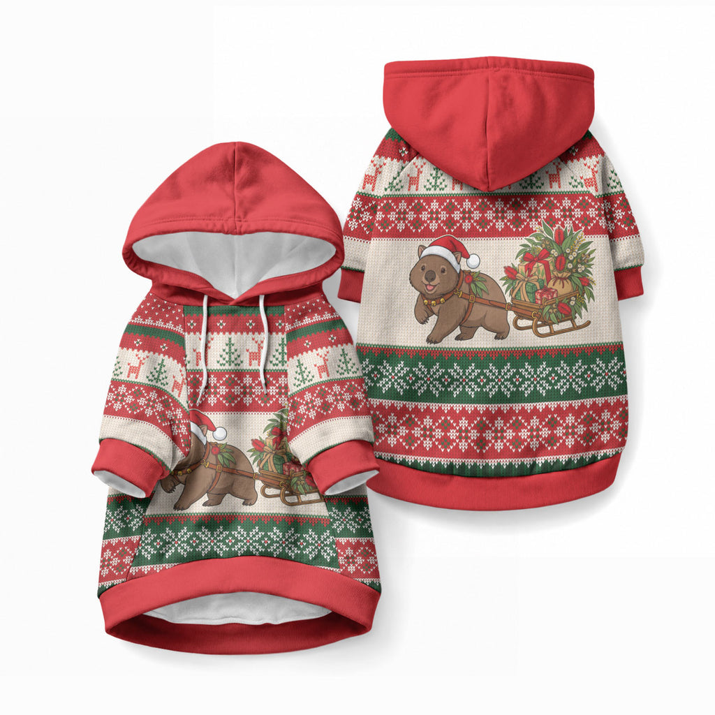 Aussie Wombat Christmas Pet Hoodie Festive Knitted Pattern Inspired
