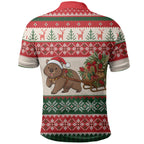 Aussie Wombat Christmas Polo Shirt Festive Knitted Pattern Inspired