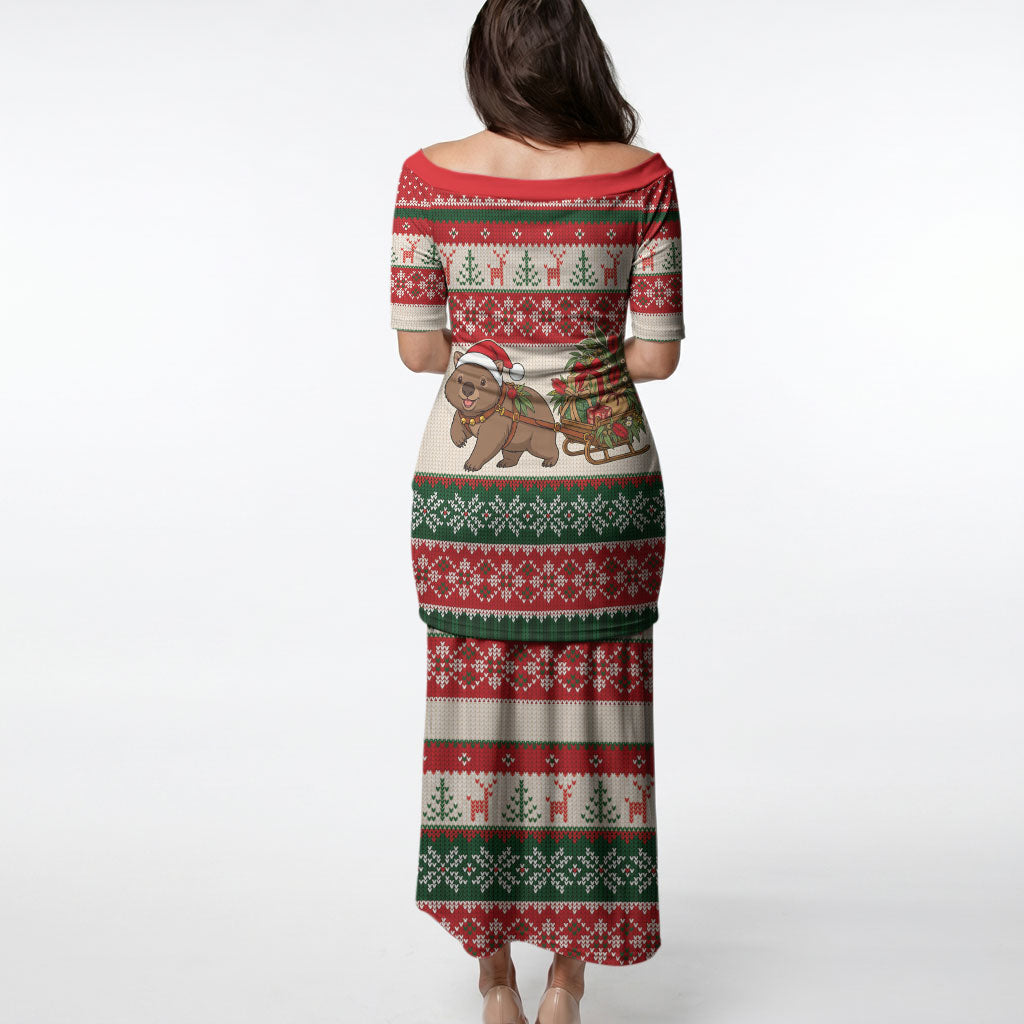 Aussie Wombat Christmas Puletasi Festive Knitted Pattern Inspired