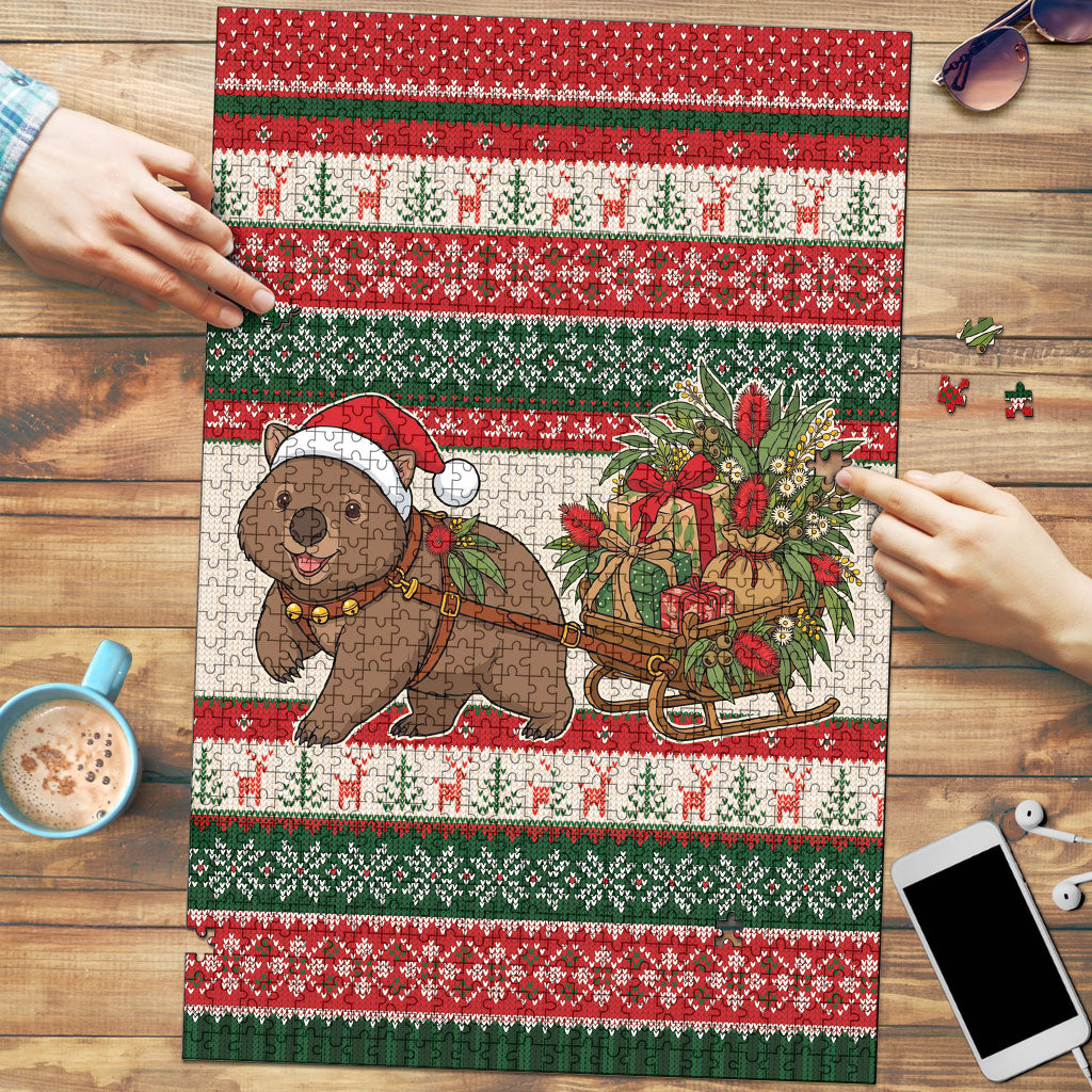 Aussie Wombat Christmas Puzzle Festive Knitted Pattern Inspired