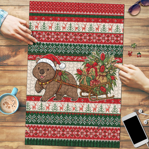 Aussie Wombat Christmas Puzzle Festive Knitted Pattern Inspired