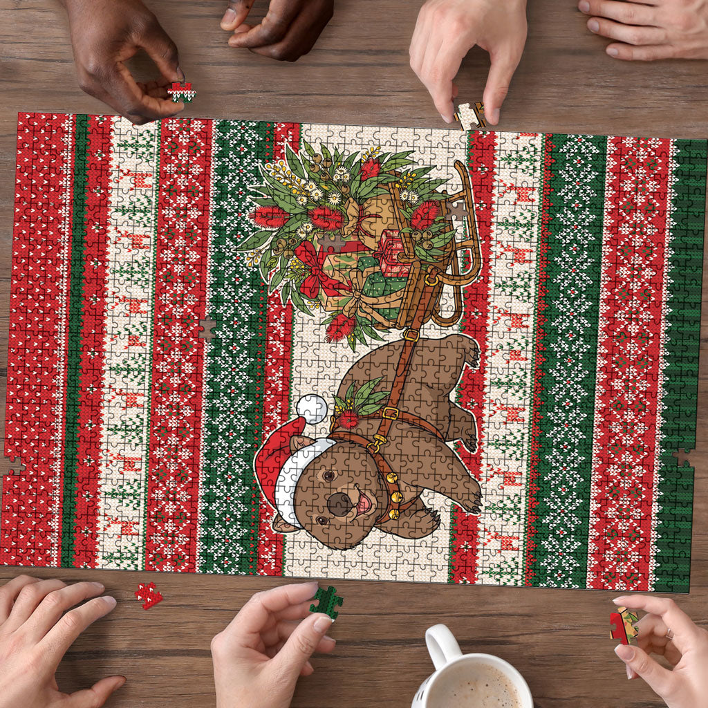 Aussie Wombat Christmas Puzzle Festive Knitted Pattern Inspired