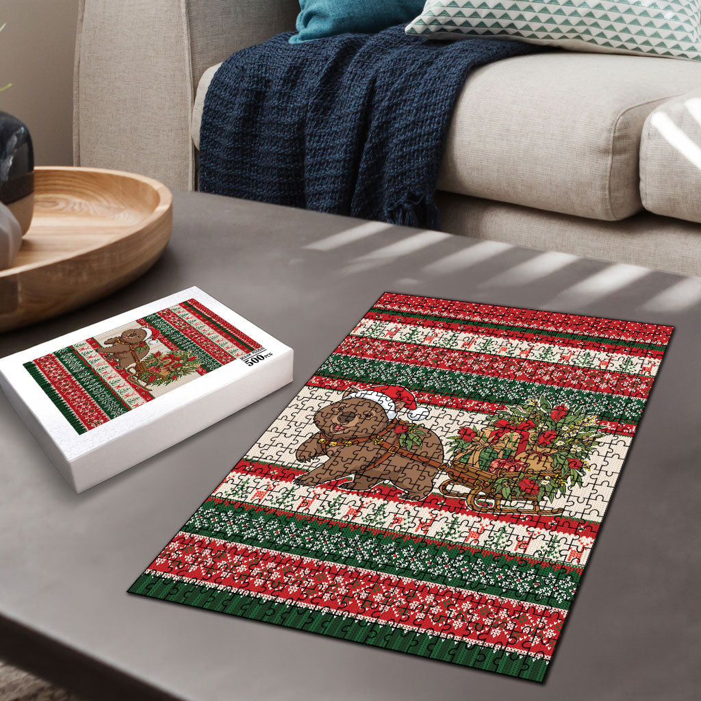 Aussie Wombat Christmas Puzzle Festive Knitted Pattern Inspired