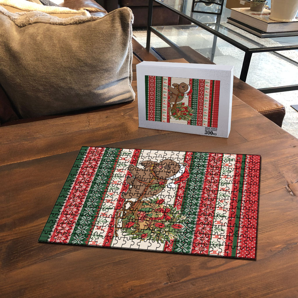 Aussie Wombat Christmas Puzzle Festive Knitted Pattern Inspired