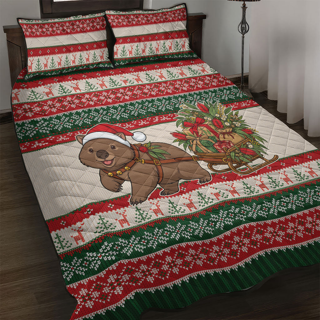 Aussie Wombat Christmas Quilt Bed Set Festive Knitted Pattern Inspired