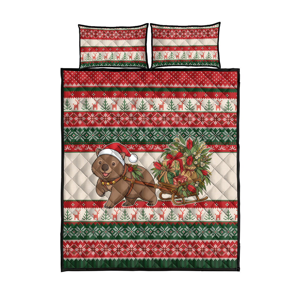 Aussie Wombat Christmas Quilt Bed Set Festive Knitted Pattern Inspired