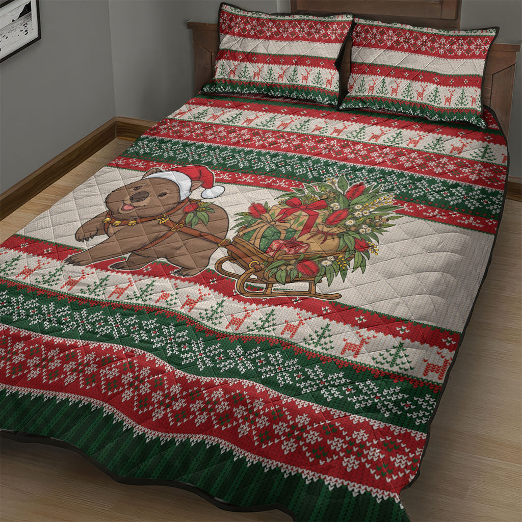 Aussie Wombat Christmas Quilt Bed Set Festive Knitted Pattern Inspired