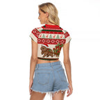 Aussie Wombat Christmas Raglan Cropped T Shirt Festive Knitted Pattern Inspired