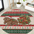 Aussie Wombat Christmas Round Carpet Festive Knitted Pattern Inspired