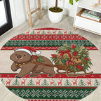 Aussie Wombat Christmas Round Carpet Festive Knitted Pattern Inspired