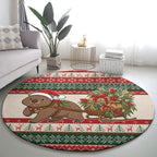 Aussie Wombat Christmas Round Carpet Festive Knitted Pattern Inspired