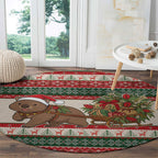Aussie Wombat Christmas Round Carpet Festive Knitted Pattern Inspired