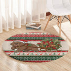 Aussie Wombat Christmas Round Carpet Festive Knitted Pattern Inspired
