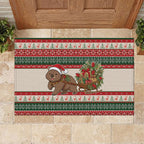 Aussie Wombat Christmas Rubber Doormat Festive Knitted Pattern Inspired