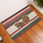Aussie Wombat Christmas Rubber Doormat Festive Knitted Pattern Inspired