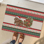 Aussie Wombat Christmas Rubber Doormat Festive Knitted Pattern Inspired