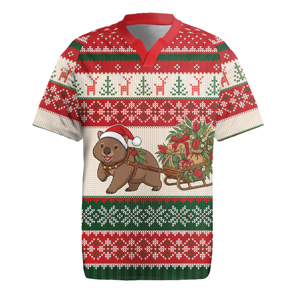 Aussie Wombat Christmas Rugby Jersey Festive Knitted Pattern Inspired