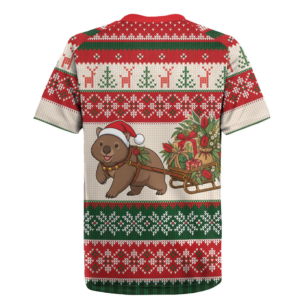 Aussie Wombat Christmas Rugby Jersey Festive Knitted Pattern Inspired