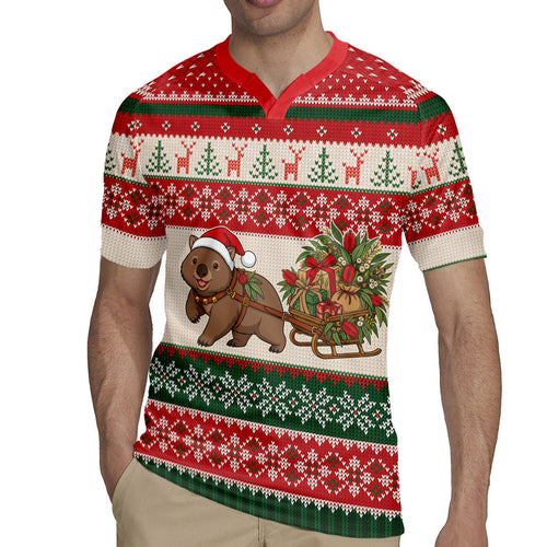 Aussie Wombat Christmas Rugby Jersey Festive Knitted Pattern Inspired