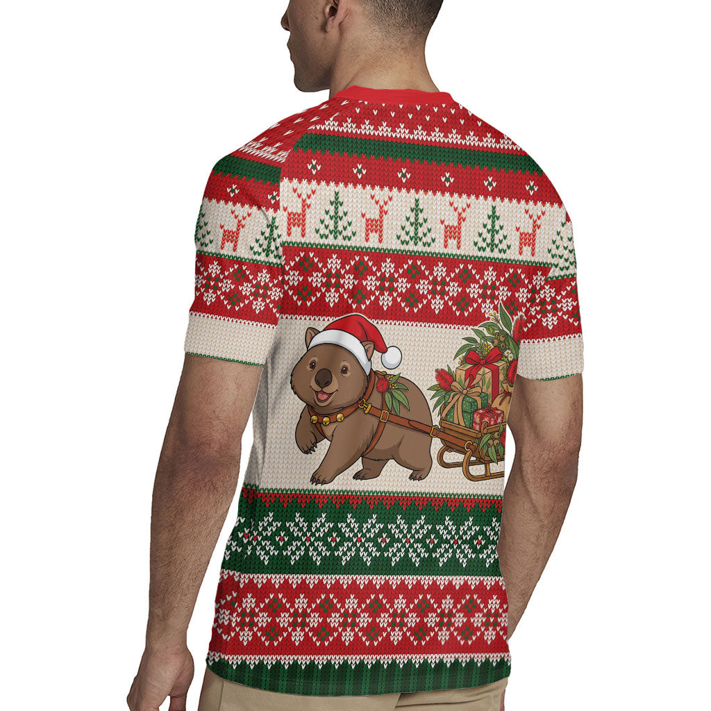 Aussie Wombat Christmas Rugby Jersey Festive Knitted Pattern Inspired