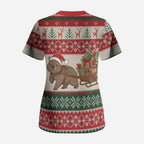 Aussie Wombat Christmas Scrub Top Festive Knitted Pattern Inspired