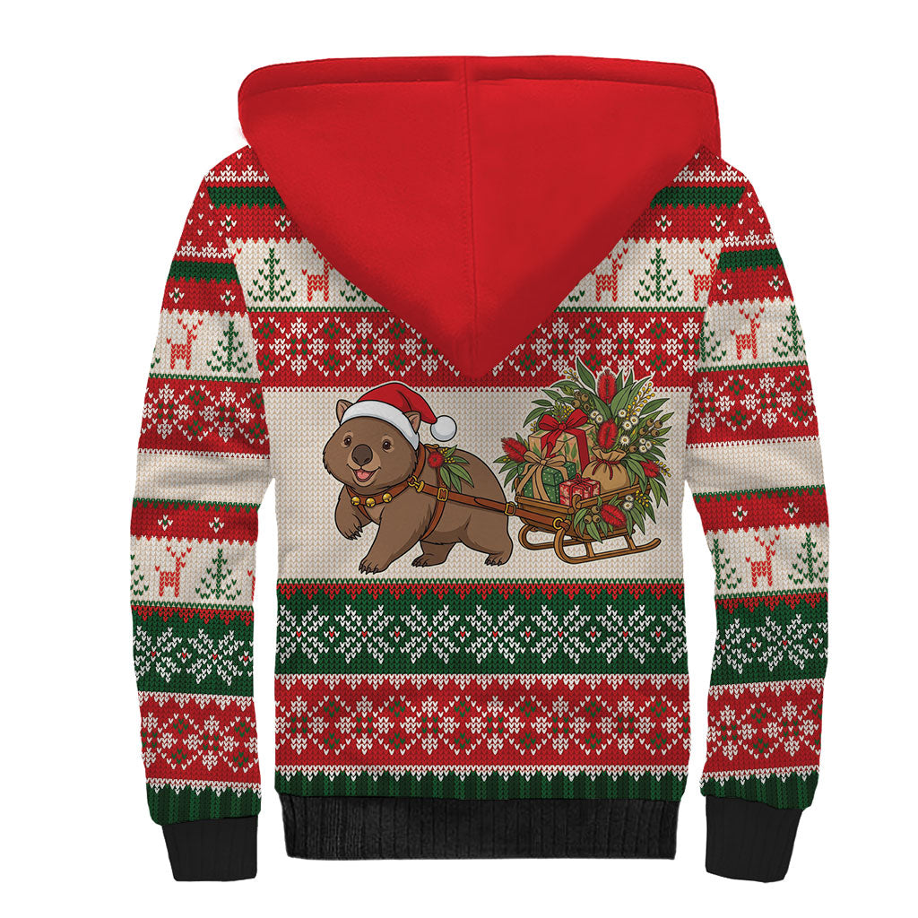 Aussie Wombat Christmas Sherpa Hoodie Festive Knitted Pattern Inspired