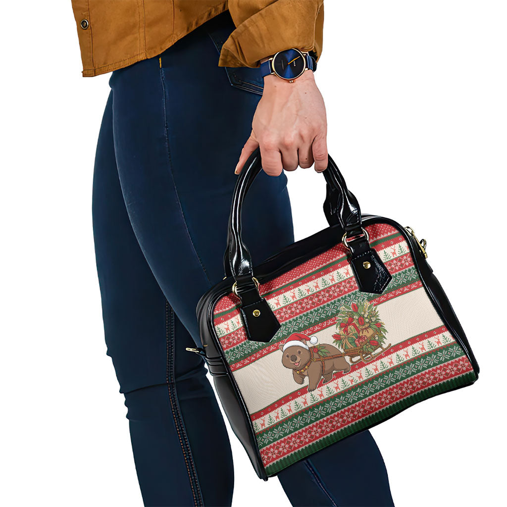 Aussie Wombat Christmas Shoulder Handbag Festive Knitted Pattern Inspired