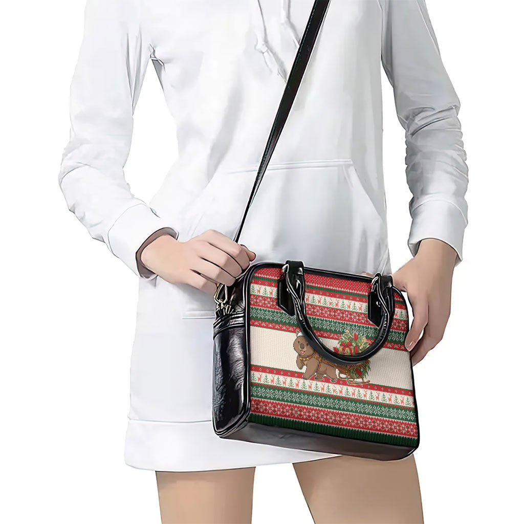 Aussie Wombat Christmas Shoulder Handbag Festive Knitted Pattern Inspired