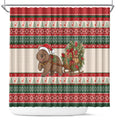 Aussie Wombat Christmas Shower Curtain Festive Knitted Pattern Inspired