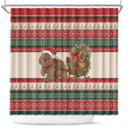 Aussie Wombat Christmas Shower Curtain Festive Knitted Pattern Inspired