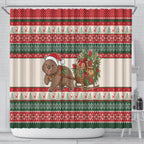 Aussie Wombat Christmas Shower Curtain Festive Knitted Pattern Inspired