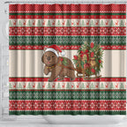 Aussie Wombat Christmas Shower Curtain Festive Knitted Pattern Inspired