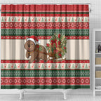 Aussie Wombat Christmas Shower Curtain Festive Knitted Pattern Inspired